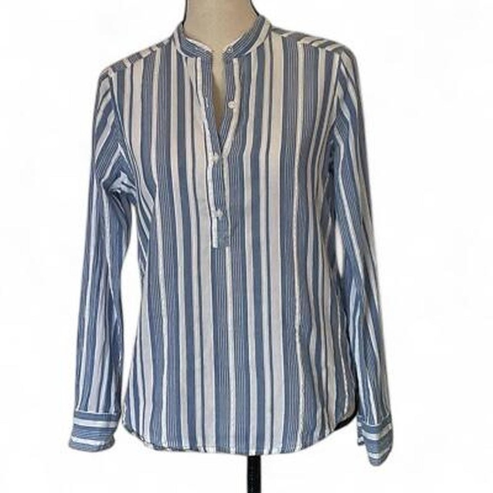 Abercrombie & Fitch Striped Cotton Half Button Down Shirt